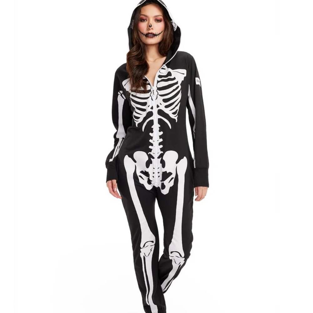 Black Skeleton Hooded Onesie